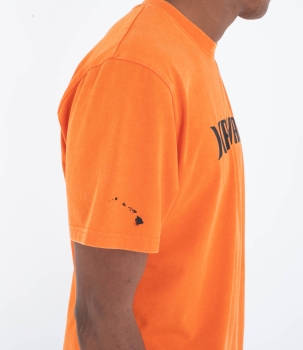 Produktbild Hurley Hawaii SS Tee T-Shirt Totally Orange Ansicht getragen Deteilaufnahme rechter Ärmel