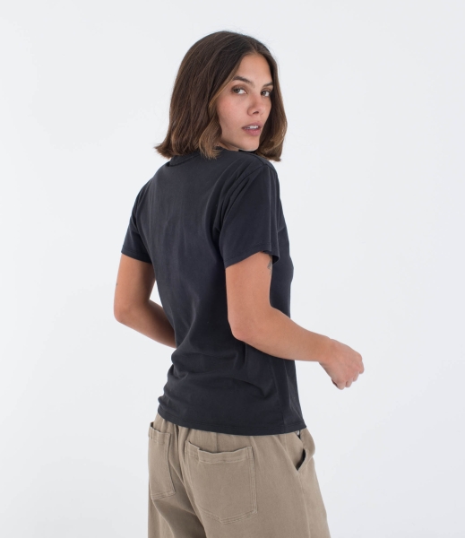 Produktbild Hurley Organic Script Only Tee T-Shirt Black Damen Ansicht getragen Rückseite schräg