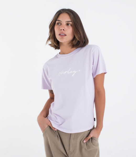 Produktbild Hurley Organic Script Only Tee T-Shirt lavender Fog Lila Damen Ansicht getragen Vorderseite