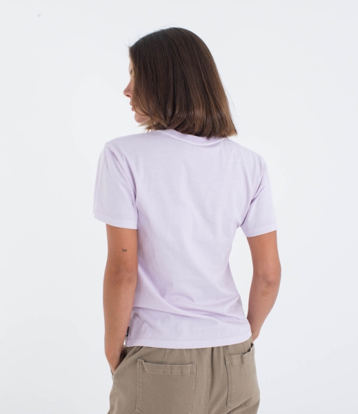 Produktbild Hurley Organic Script Only Tee T-Shirt lavender Fog Lila Damen Ansicht getragen Rückseite schräg
